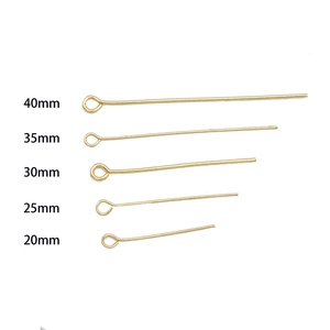 18K vergoldete Ösenstifte in fünf Längen von 20mm bis 40mm für Schmuckherstellung