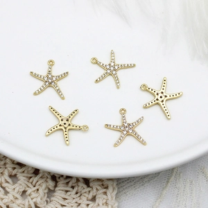 DIY Copper 18K Gold Plated Zirconia Starfish Pendant Only Without Chain For Jewelry Making Earrings Necklace Accessories
