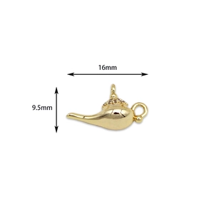 18K vergoldeter Messing-Wunderlampe-Anhänger mit Zirkonia-Besatz, Größe 16mm x 9,5mm