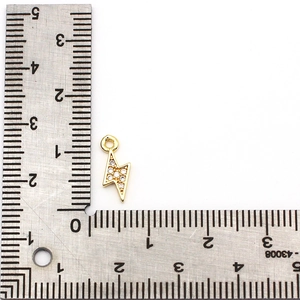 18K gold plated lightning bolt pendant with sparkling zircons for DIY jewelry making