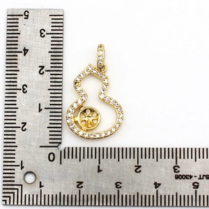 18K gold plated gourd pendant with micro-inlaid zircons and scale measurements