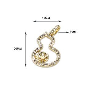 18K gold plated gourd pendant with micro-pave zircons and 7mm pearl tray base