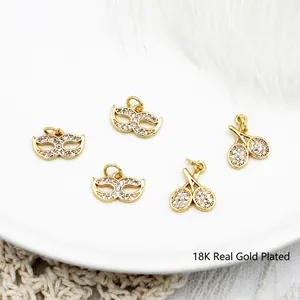 DIY Sieraden Maken Koperen Charms 18K Echt Goud Verguld Micro Inlay Zirkonia Masker Tennisrackets Hangers Accessoires