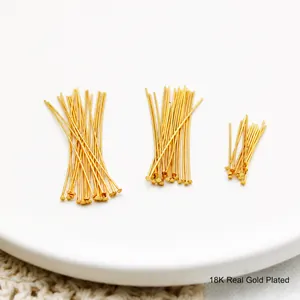 Perni a T in Rame Placcato Oro 18K Perni a Testa Piatta per la Creazione di Gioielli Fai-da-Te Perline di Collegamento per Orecchini Bracciali