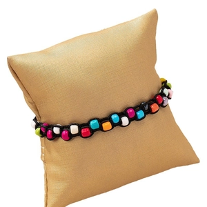 Bohemian colorful beaded bracelet with black woven rope and handmade ethnic beads