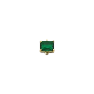 Rectangle emerald green gemstone pendant with 18K gold plated frame and dual loops