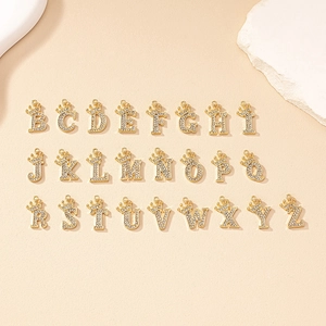 Elegant gold crown alphabet necklaces with sparkling crystal pavé stones for women
