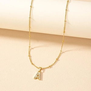 Collana Con Pendente Lettera Alfabeto Moda Minimalista Placcato Oro Con Strass Catena Per Clavicola Gioielli Donna