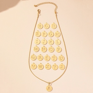 Minimalist gold tone 26 letters pendant necklace with elegant snake chain for women