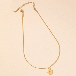 Minimalist gold alphabet pendant A necklace with sleek snake chain for women