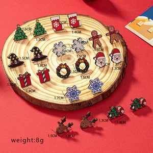 Detaillierte Größentabelle für Weihnachts-Ohrstecker-Set mit festlichen Holzmotiven
