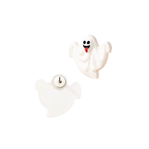 Cute white ghost earrings for Halloween made of acrylic with silver needles for women