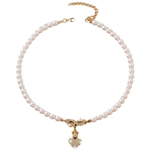 Luxe parelketting met een schitterend infinity-symbool en een gouden hartvormige hanger