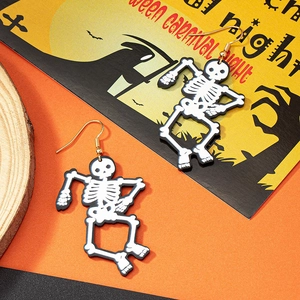 Orecchini a Goccia Scheletro di Halloween Divertenti Fantasma Danzante Teschio Pendenti Hip Hop Punk Gioielli da Donna Festa