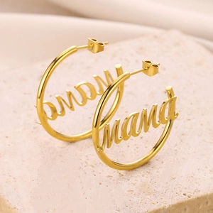 Personalisierte Edelstahl Buchstaben Creolen Für Damen Vergoldet Versilbert Mama Braut Ehefrau Brautjungfer Schriftzug Schmuck