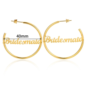 40mm goldene Creolen mit Bridesmaid-Schriftzug für Hochzeitsfeiern und Anlässe