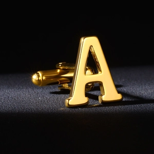 Men Minimalist Stainless Steel Alphabet A-Z Cufflinks Gold Silver Plated Formal Business Shirt Letter Cuff Links Jewelry Gift