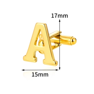 Minimalist gold letter A stainless steel cufflinks for men 17mm by 15mm with polished finish