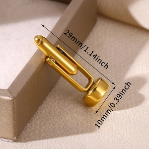 Polished gold stainless steel round cufflinks for men shirts with T-bar closure details