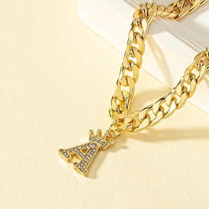 Lussuoso Bracciale con Pendente a Lettera in Lega Oro Con Corona e Strass Catena Cubana Bracciale Iniziale Donna Gioielli Hip Hop