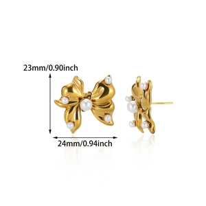 Spécifications de taille pour boucles d'oreilles nœud plaqué or 18K et perles
