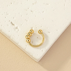 Fashionable gold-plated beaded nose cuff in C-shape design for non-pierced wearers