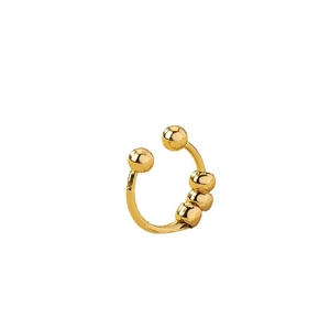 Fashionable gold bead ear cuff with non-piercing C-shape design for a minimalist style