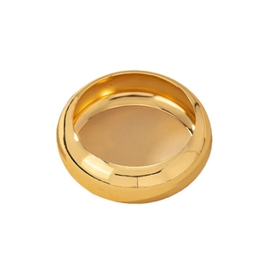 Minimalist gold plated circular ring tray accessory with smooth polished metallic finish
