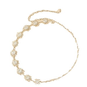 Golden sun medallion waist chain belt with sparkling rhinestones and lobster clasp