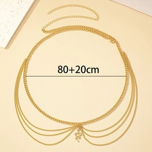 Detail der goldene Taillenkette mit Schlangenanhänger und einstellbarer Länge 80+20cm