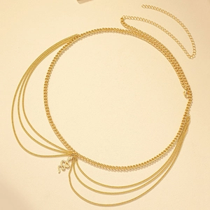Modische mehrlagige goldene Taillenkette mit Quasten-Details und Schlangen-Anhänger