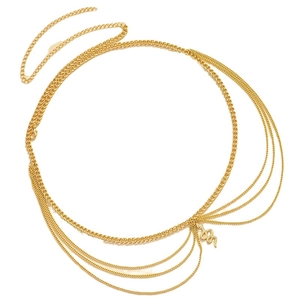 Modische goldene mehrlagige Körperkette mit Schlangenanhänger und feinen Quasten