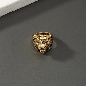 Anillo de Cabeza de Tigre Vintage para Hombres Mujeres Retro Aleación Animal Punk Hip Hop Anillo de Dedo Joyería de Moda