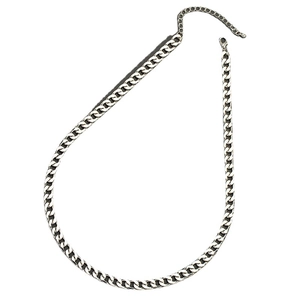 Collana a maglia cubana argento con chiusura a moschettone e catenina regolabile unisex