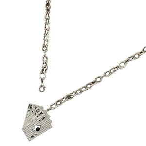 Hip hop poker necklace with Ace of Spades pendant featuring pavé sparkling crystals