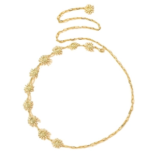 Bohemian gold sun face paperclip chain waist belt for women with adjustable lobster clasp