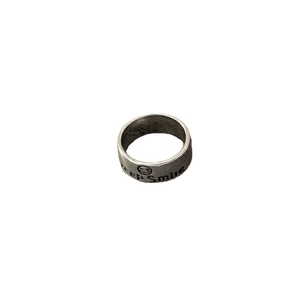 Retro Silberring mit Keep Smile Gravur und Smiley für Herren im Hip-Hop-Stil