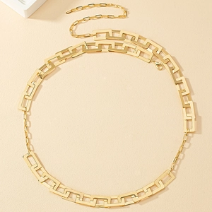 Golden link chain body belt with paperclip design and lobster claw clasp for women