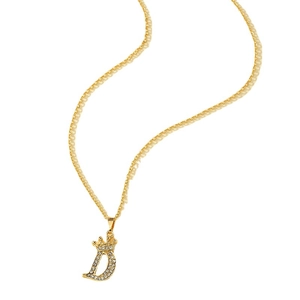 Goldene Halskette mit Kronen Buchstabe D Anhänger und funkelnden Kristall Steinen