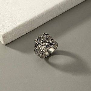 Vintage Löwenkopf Ring im Hip-Hop-Punk-Stil mit antikem Silberfinish für Herren und Damen