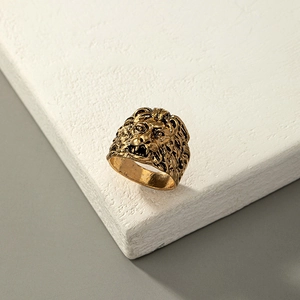 Vintage Löwenkopf Ring Für Herren Legierung Retro Punk Hip Hop Stil Tier Fingerring Schmuck Geschenk Gold Silber Finish