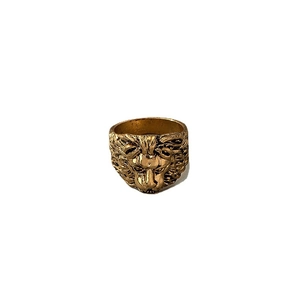 Vintage Löwenkopf Ring in Gold mit Punk Hip-Hop Design und markanter 3D-Tierform
