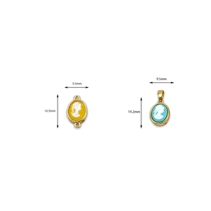 18K gold plated vintage queen cameo charms and connectors in two sizes for DIY jewelry