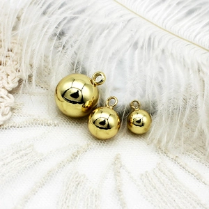 18K Gold Plated Copper Round Ball Pendants Polished Mirror Finish Sphere Charms For DIY Necklace Bracelet Jewelry Making