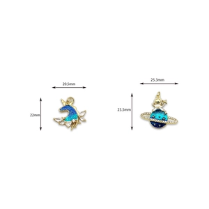 18K gold-plated starry unicorn and astronaut pendants for DIY jewelry necklace making
