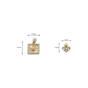 18K vergoldete geometrische Fleur-de-Lis-Anhänger mit Zirkonia-Besatz für DIY-Schmuck