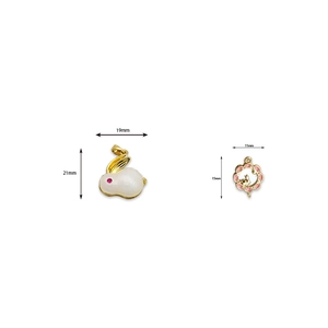 18K gold plated rabbit and mooncake charms for DIY jewelry making with dimensions