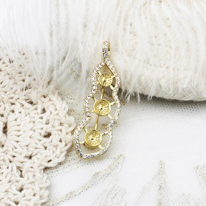 Luxury gold gourd-shaped brooch with white zircons for DIY jewelry setting