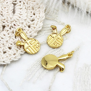 Pendentifs Style Chinois Caractère Fu Lapin en Cuivre Plaqué Or 18K Breloques pour DIY Collier Boucles d'Oreilles Création de Bijoux Accessoires Chance