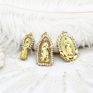 18K vergulde Maagd Maria hangers met zirkonia voor het maken van DIY sieraden